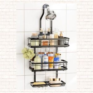 Black stainless steel shower caddy 3 tiers EUC OBO